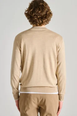 Maglia girocollo cotone beige