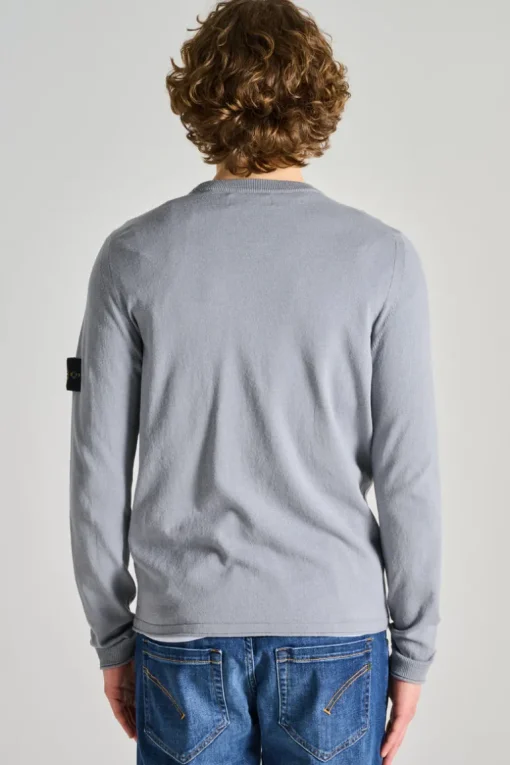 Maglia girocollo cotone blu