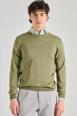 Maglia girocollo cotsilk verde