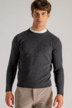 Maglia girocollo lana blu