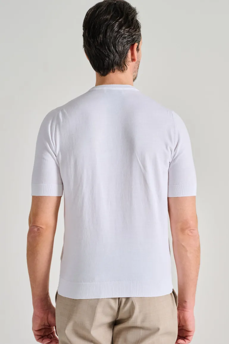 Maglia girocollo mezza manica cotone bianco