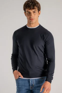 Maglia girocollo royal merino blu