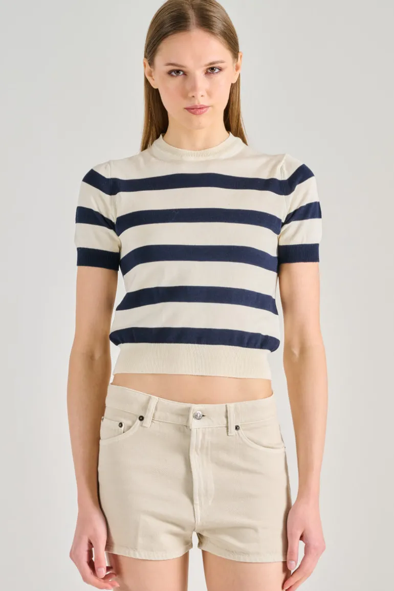 Maglia girocollo tessuto blu