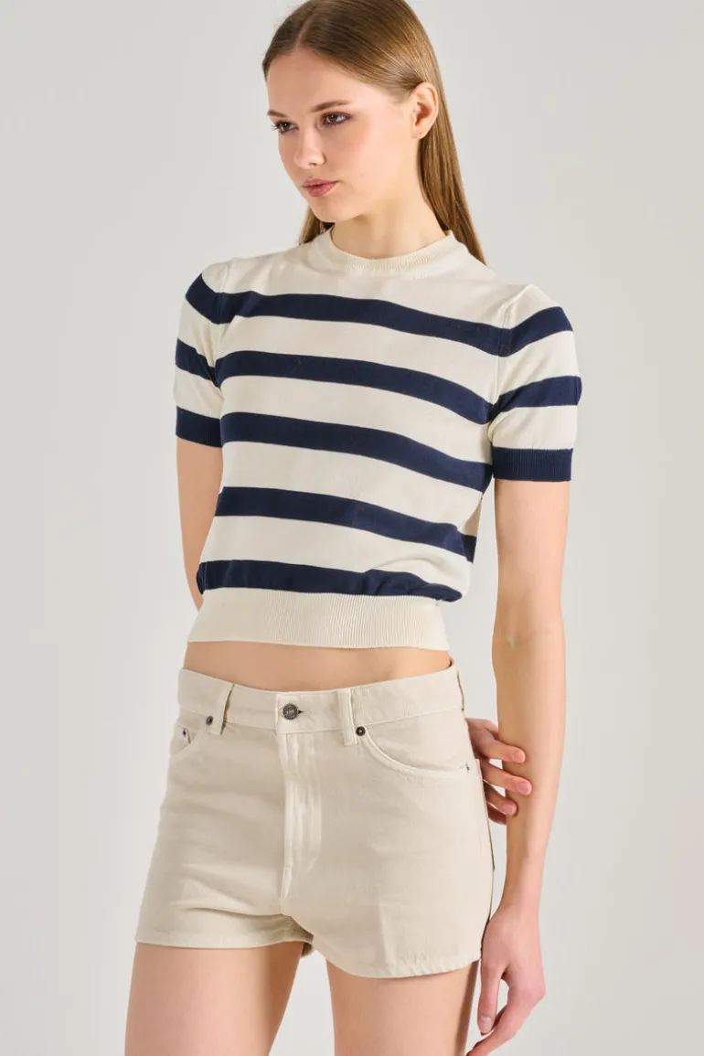 Maglia girocollo tessuto blu