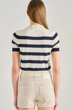 Maglia girocollo tessuto blu