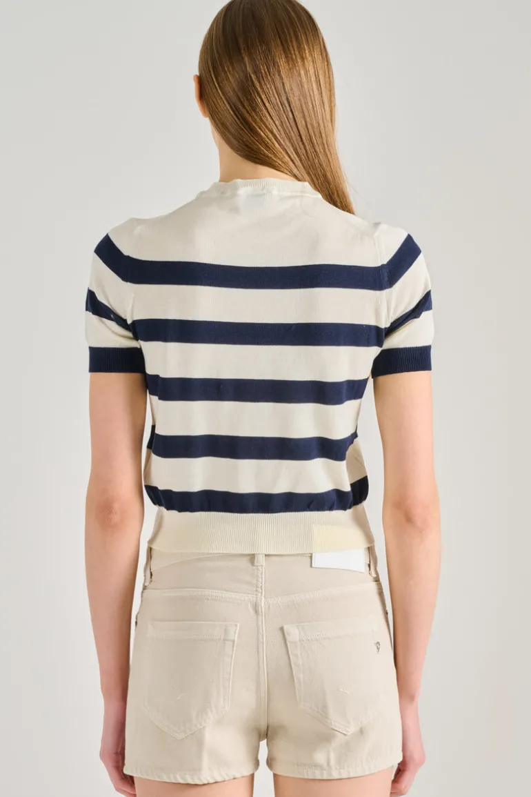 Maglia girocollo tessuto blu