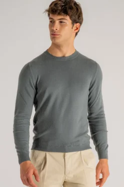 Maglia girocollo verde uomo