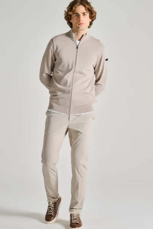 Maglia maxell full zip knit beige