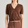 Maglia scollo a v 100% acrilico marrone