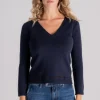 Maglia scollo a v 100% ws blu