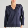Maglia scollo a v tessuto blu