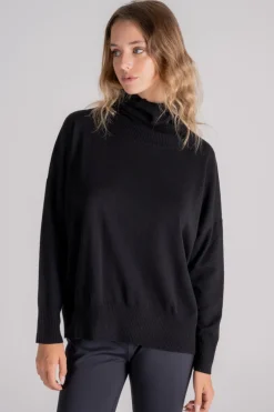 Maglia scollo ampio 100% lana vergine nero