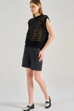 Maglia smanicata tessuto nero