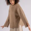 Maglia starlight collo alto poliammide/lana/alpaca marrone