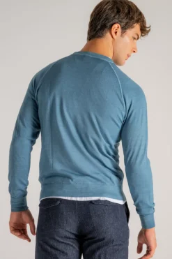 Maglia tiger lana merinos blu