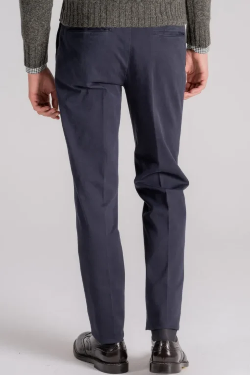 Pantalone blu in cotone ed elastam
