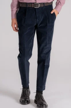 Pantalone blu in cotone/elastam