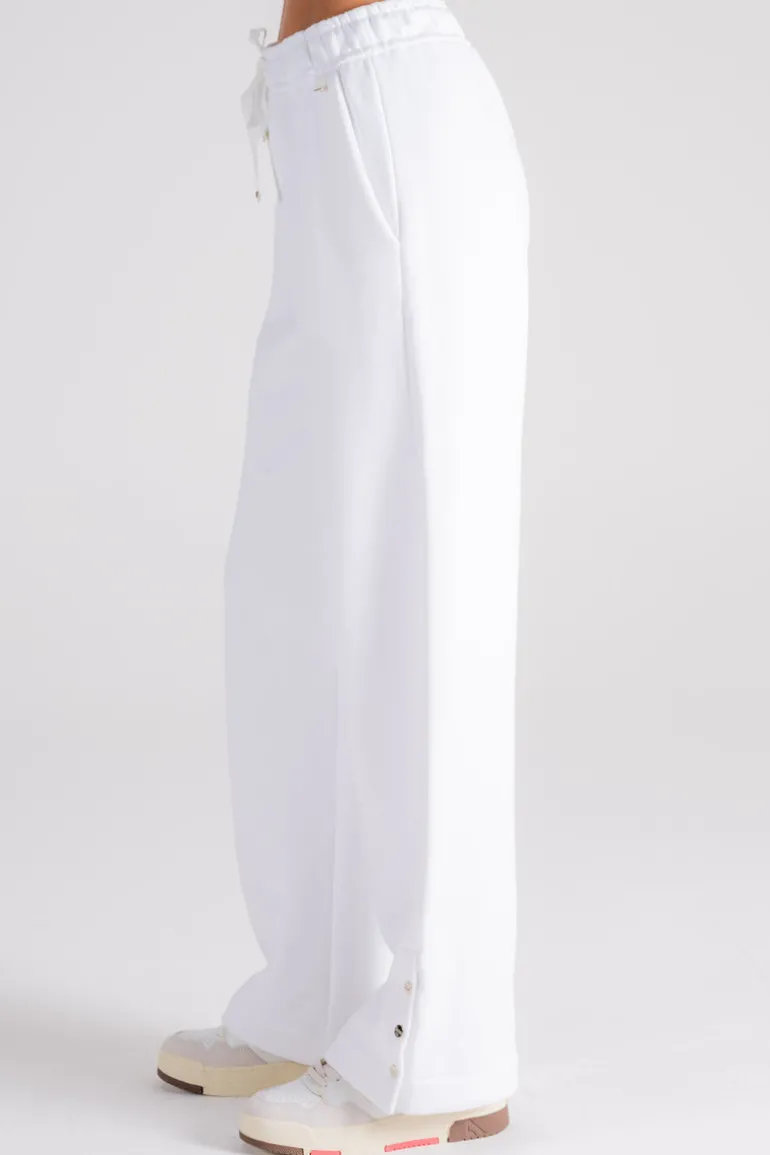 Pantalone con dettaglio bottoni cotone/poliestere bianco