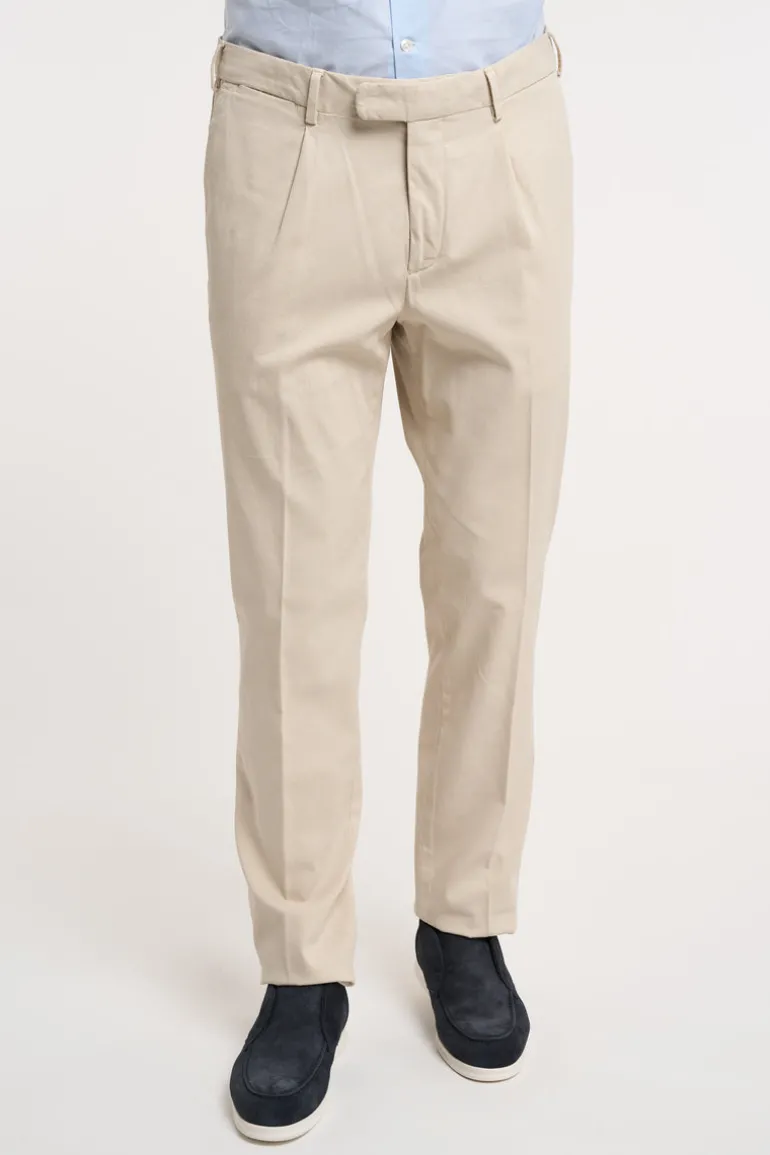 Pantalone pence in cotone/seta/elastan grigio