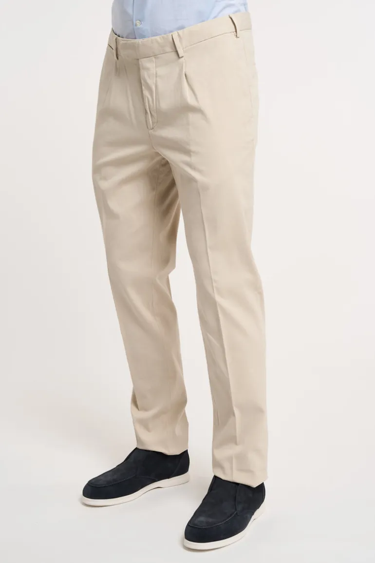 Pantalone pence in cotone/seta/elastan grigio