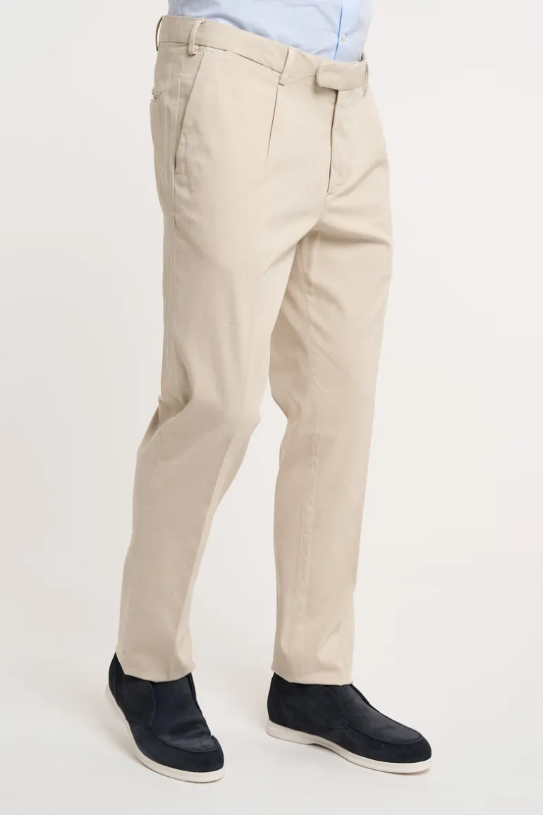 Pantalone pence in cotone/seta/elastan grigio