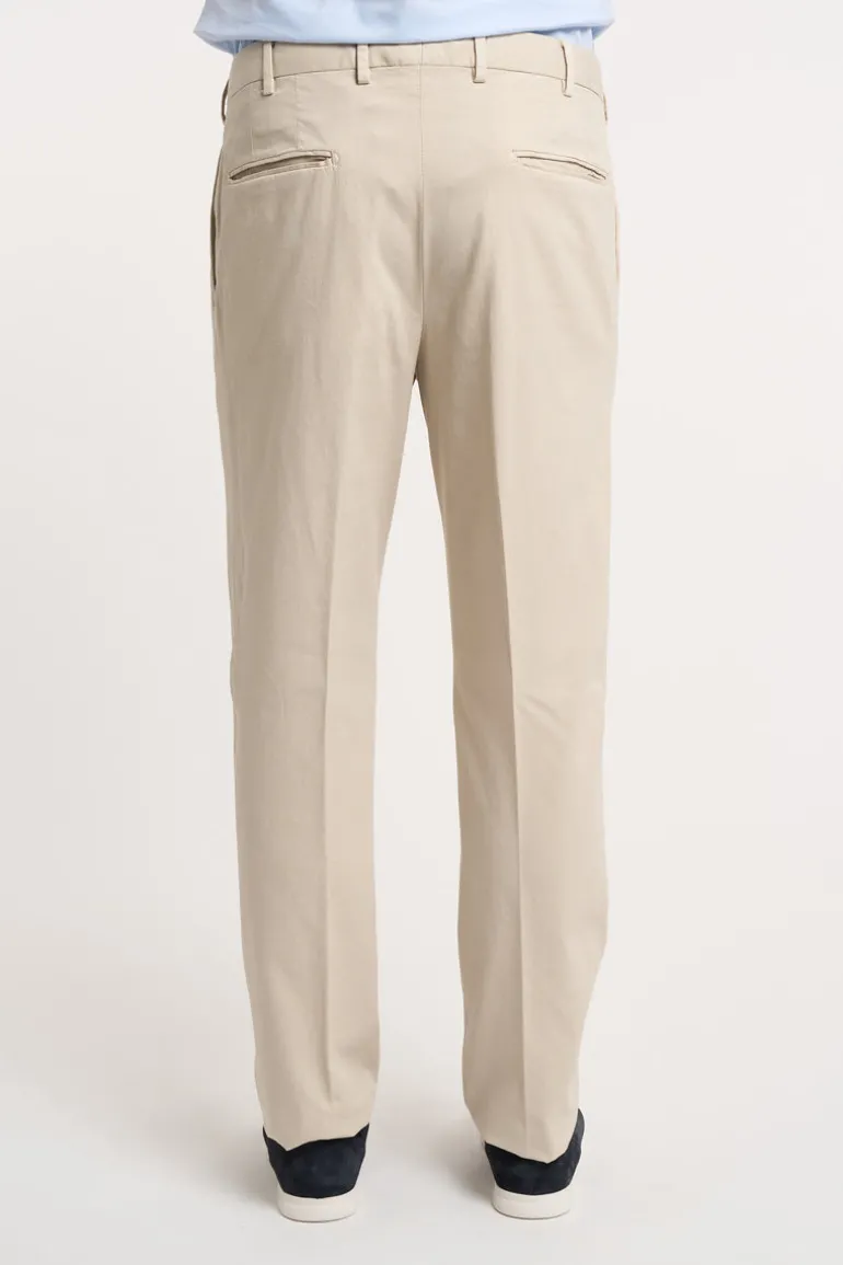 Pantalone pence in cotone/seta/elastan grigio