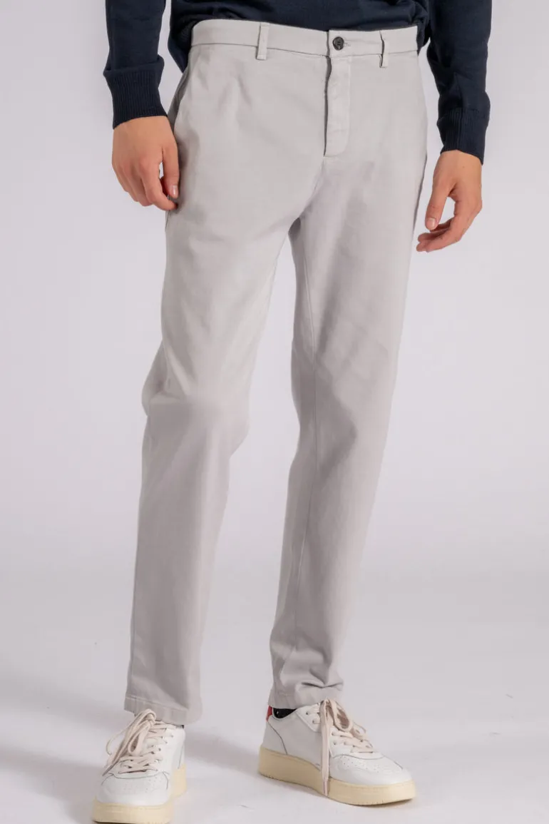 Pantalone prince chino slim crop in cotone/elastam grigio