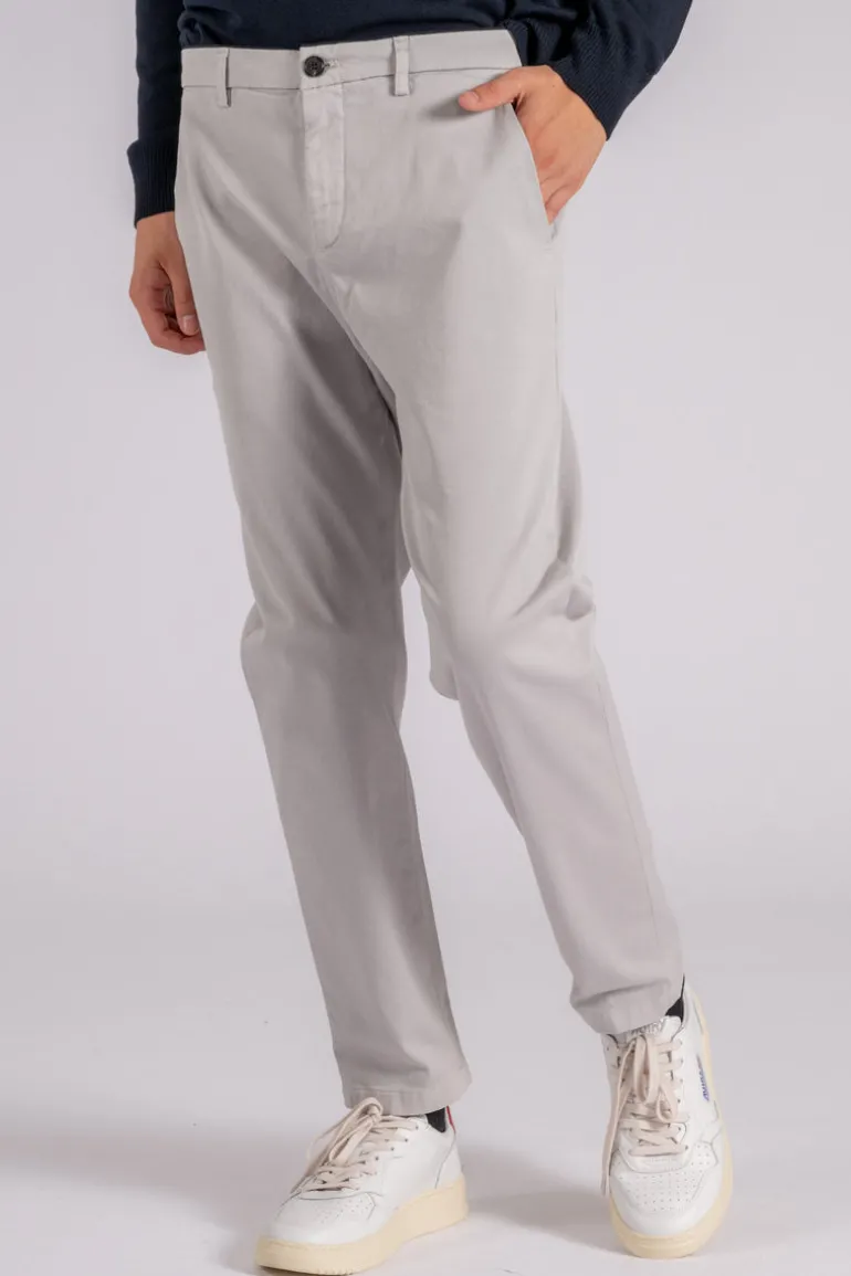 Pantalone prince chino slim crop in cotone/elastam grigio
