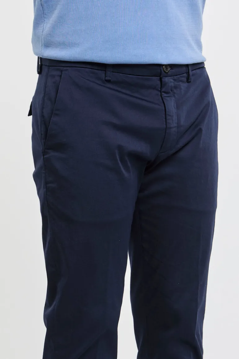 Pantalone prince chinos crop blu in cotone