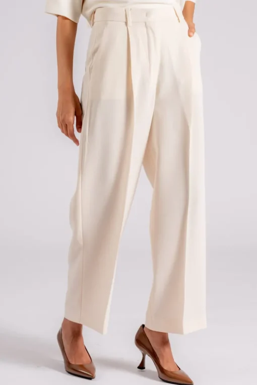 Pantalone triacetato/poliestere beige