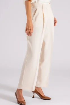 Pantalone triacetato/poliestere beige