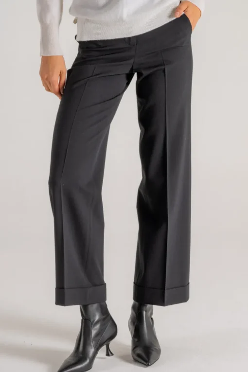 Pantalone twill stretch nero donna
