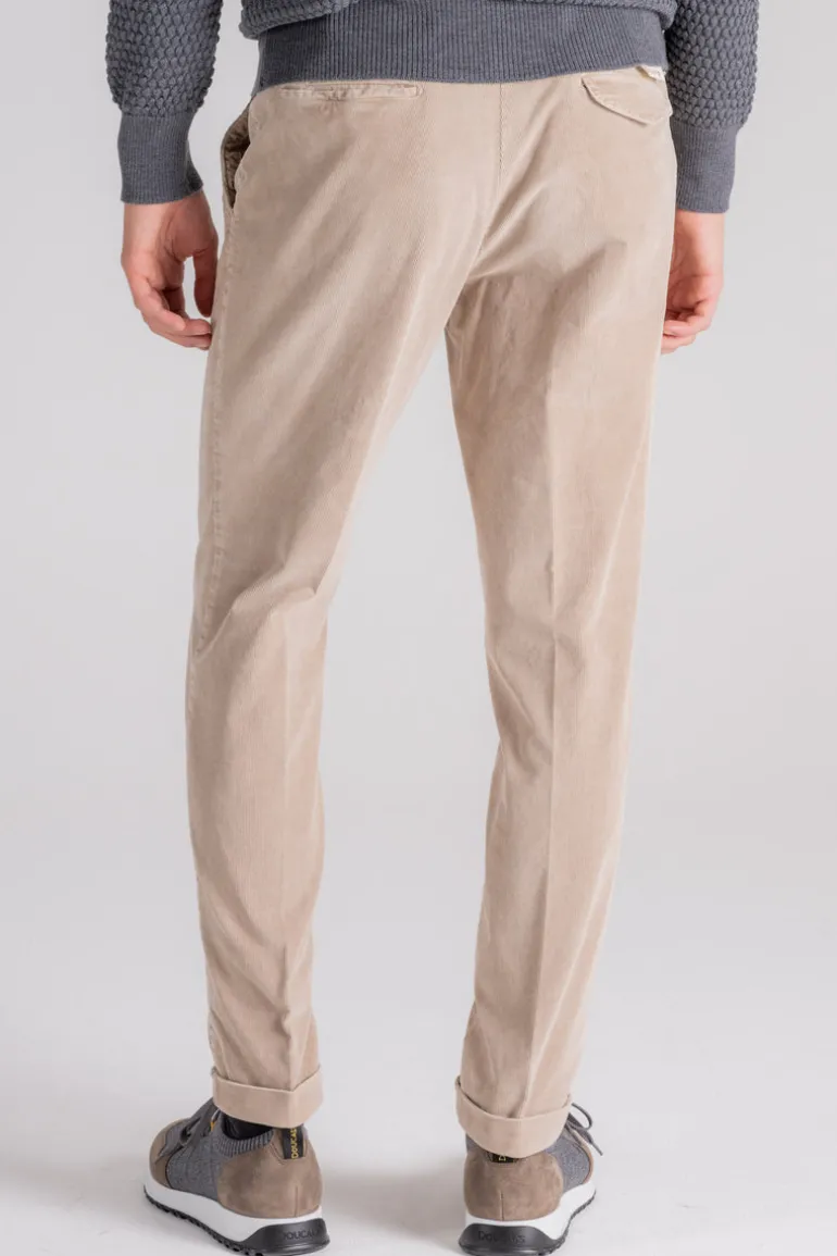 Pantalone velluto mille righe beige