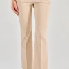 Pantaloni a zampetta tessuto beige