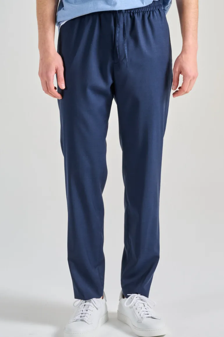Pantaloni chino elastici tessuto blu