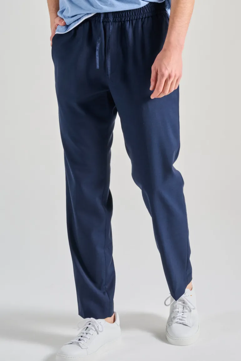 Pantaloni chino elastici tessuto blu