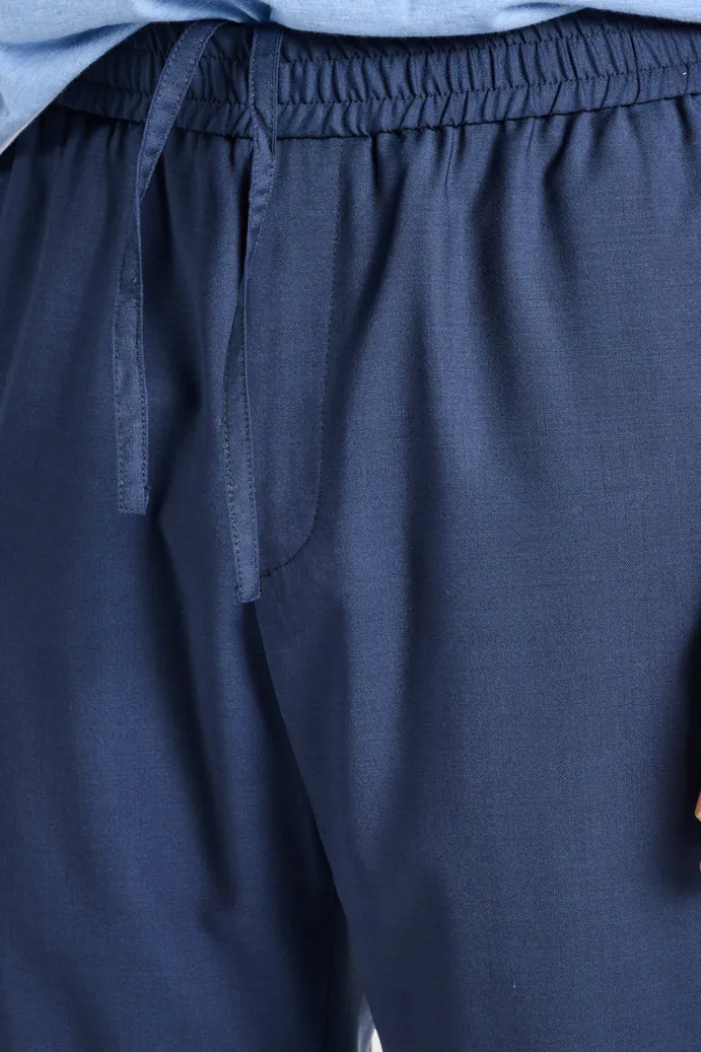 Pantaloni chino elastici tessuto blu