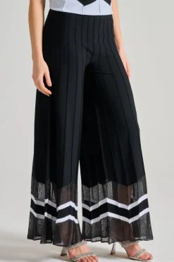 Pantaloni fantasia righe tessuto nero