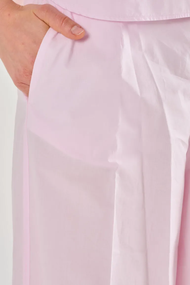 Pantaloni flared essential popline rosa
