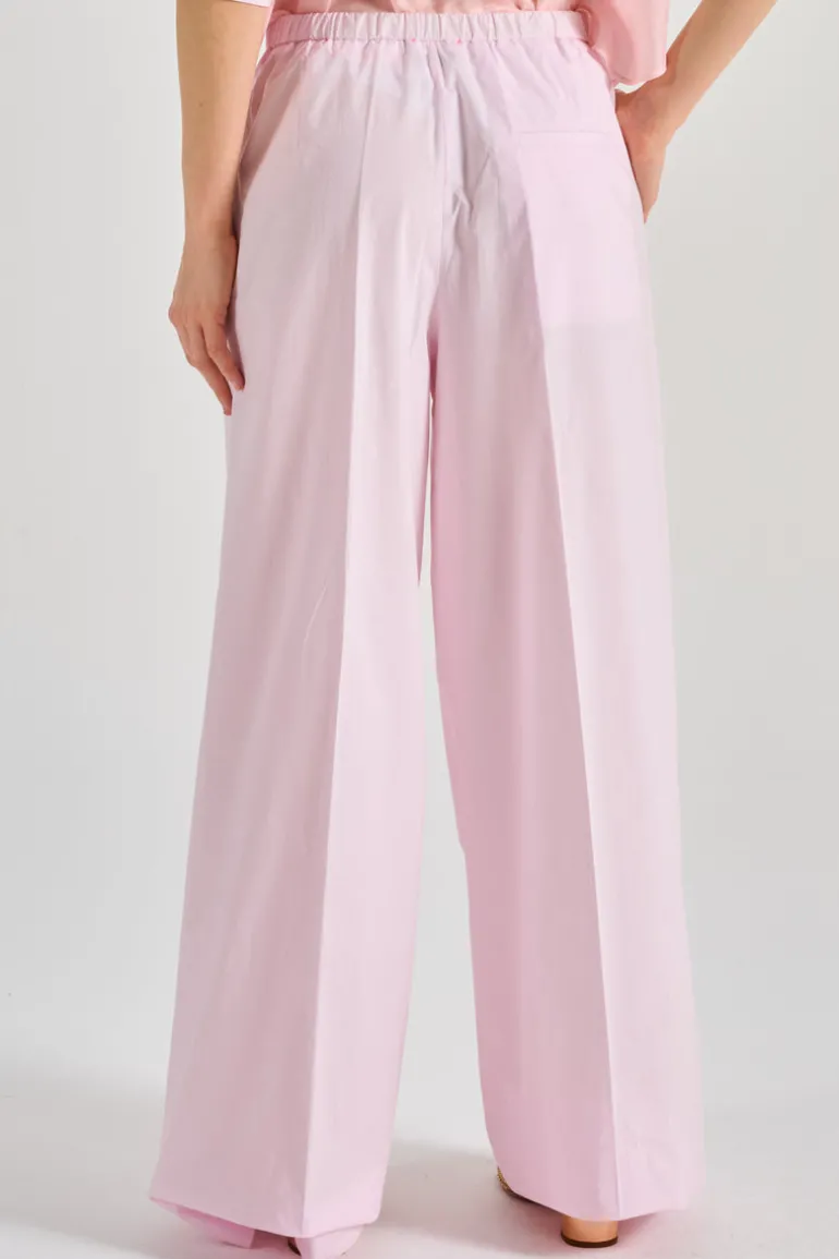 Pantaloni flared essential popline rosa