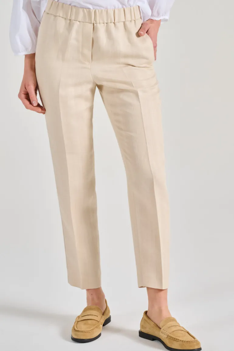 Pantaloni resca tessuto beige