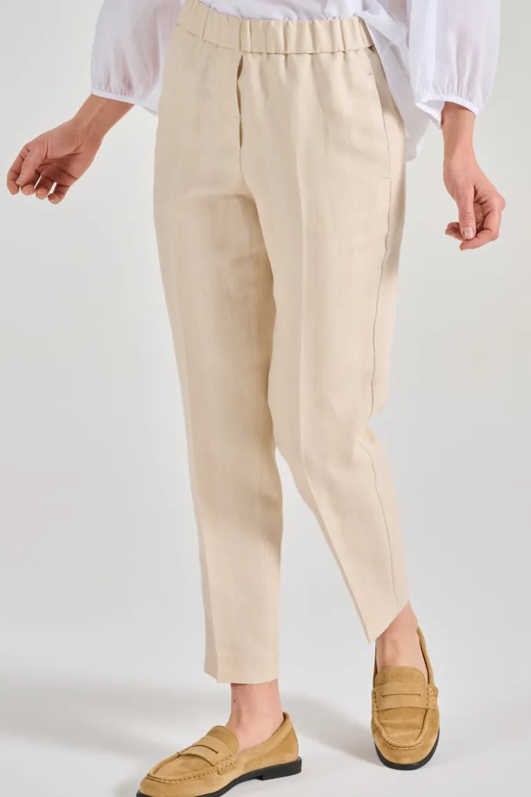 Pantaloni resca tessuto beige