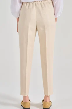 Pantaloni resca tessuto beige