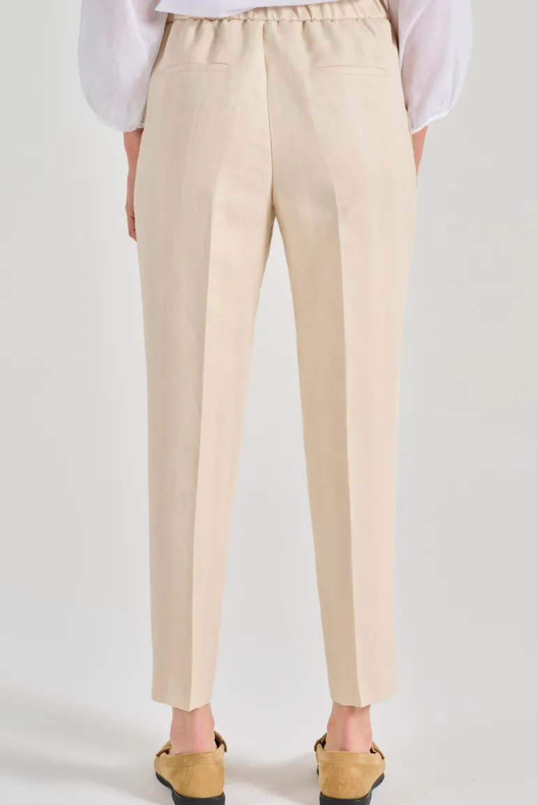 Pantaloni resca tessuto beige
