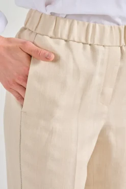 Pantaloni resca tessuto beige