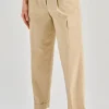 Pantaloni tela di cotone beige