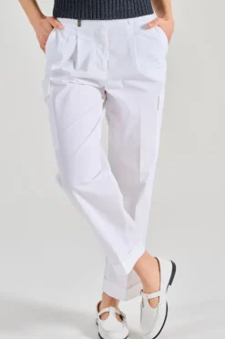 Pantaloni tela di cotone bianco