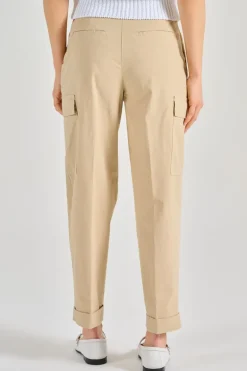 Pantaloni tela di cotone beige