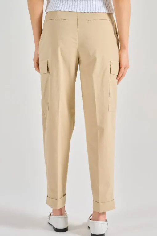 Pantaloni tela di cotone beige