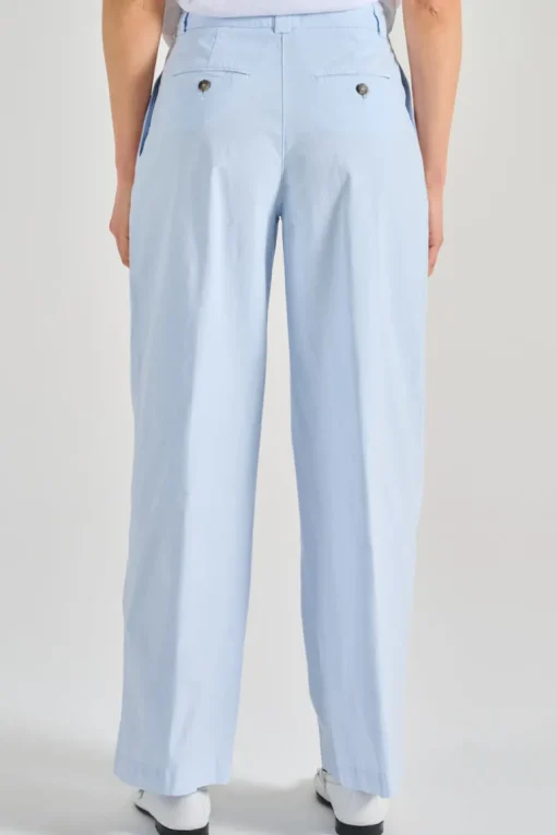 Pantaloni tela di cotone stretch azzurro